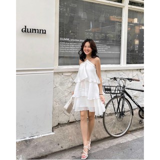 Đầm Xòe Trắng Cổ Yếm Thiết KếTầng - Váy Nữ Xòe Hở Lưng Quyến Rủ, Hiện Đại, Cá Tính Thích Hợp Đi Biển , Dạo Phố, Đi Tiệc