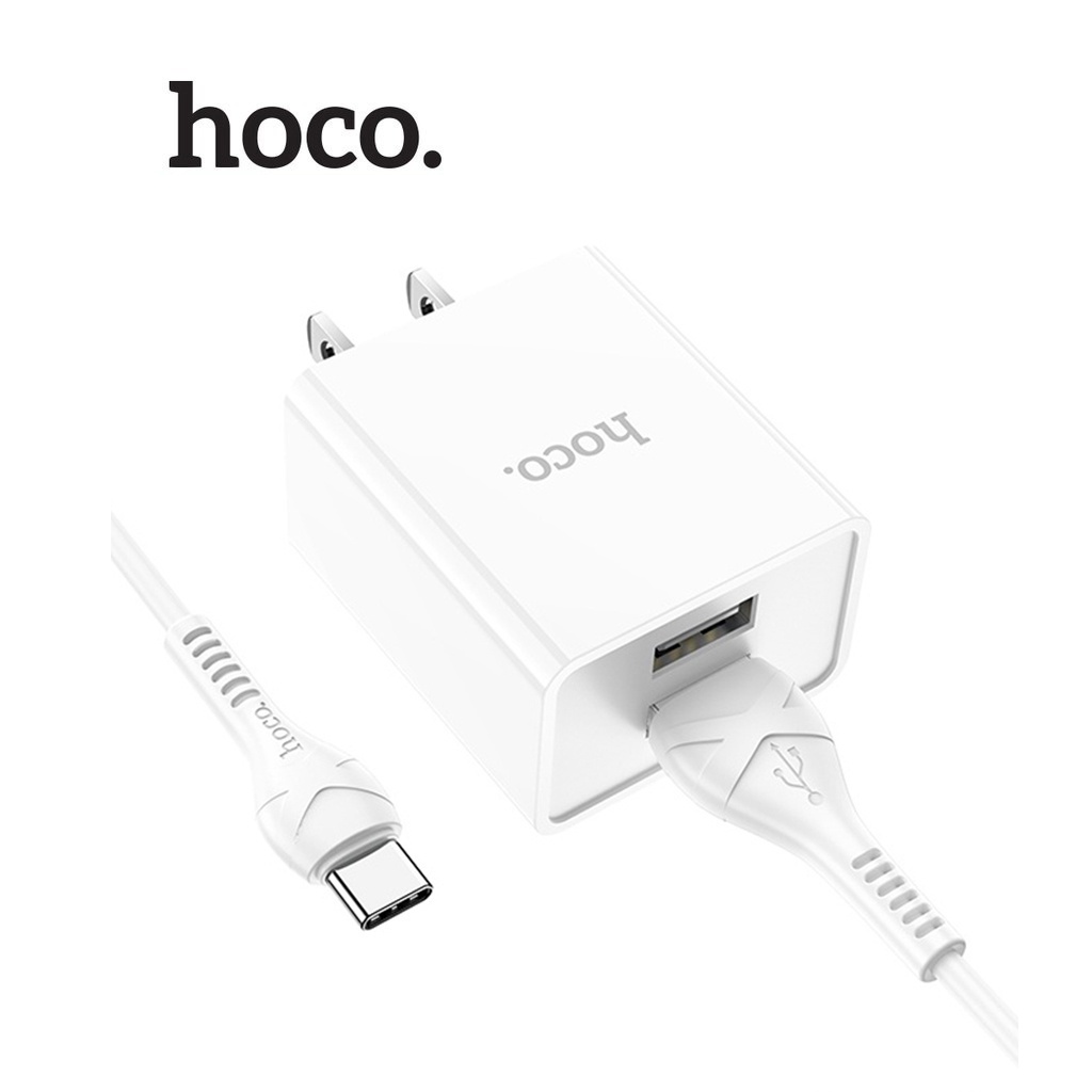 Bộ sạc Hoco C89 2.1A chân dẹt 2 cổng USB dài 1M cho Android kèm dây Type-C