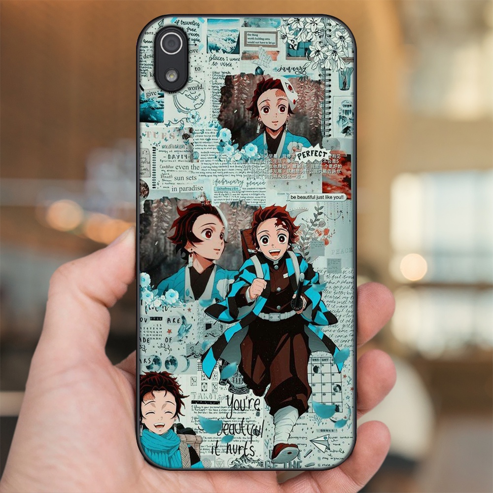 Ốp lưng Xiaomi Redmi 7A viền đen in hình Tanjiro Kimetsu No Yaiba