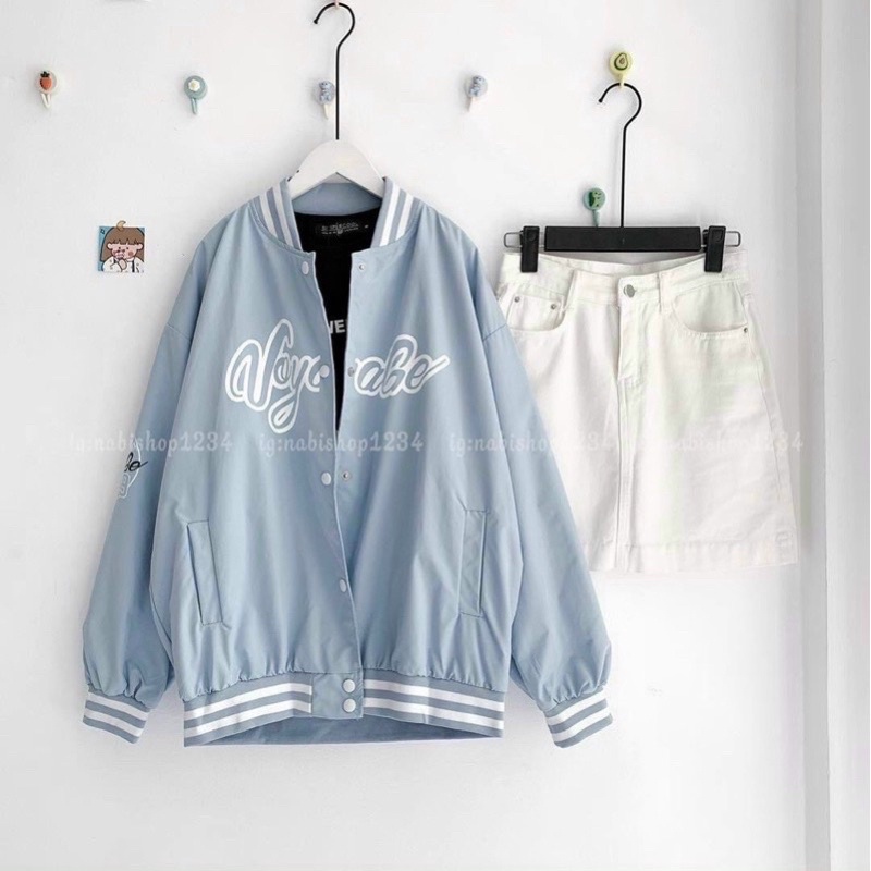 Áo khoác bomber dù nam nữ [CÓ ẢNH THẬT] Áo khoác dù hai lớp có nút from rộng bomber unisex VOYGLE