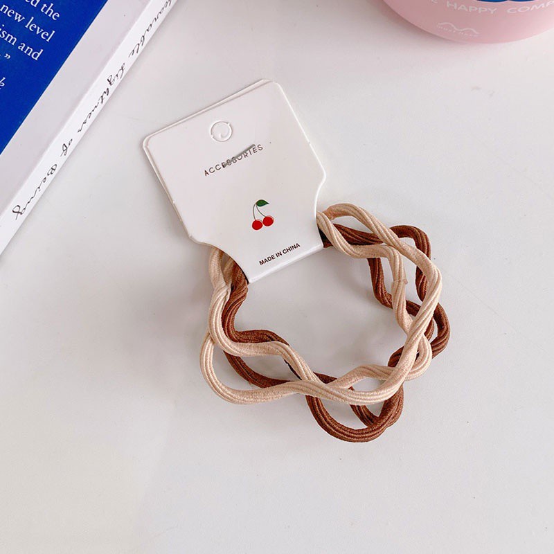 Set 4 Dây Thun Cột Tóc Màu Trơn Đơn Giản Thời Trang Cho Nữ