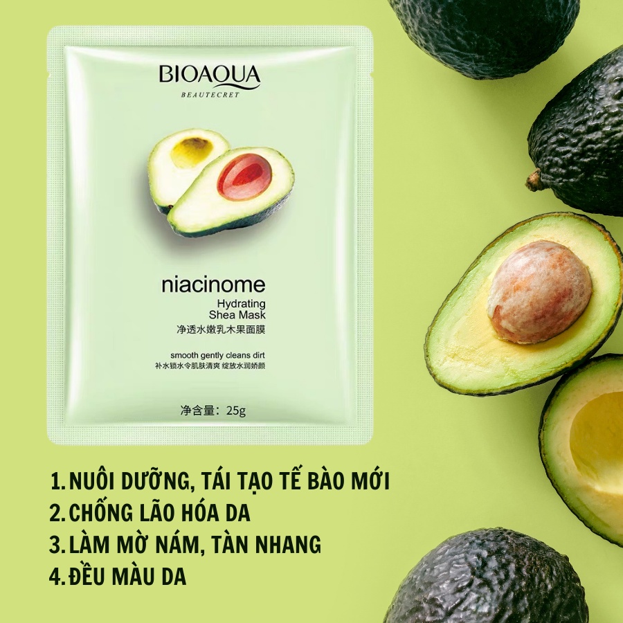 N04 Mặt nạ quả bơ cấp ẩm mờ thâm dưỡng da làm sa mềm mịn cải thiện làn da khoẻ mạnh mặt nạ nội địa trung