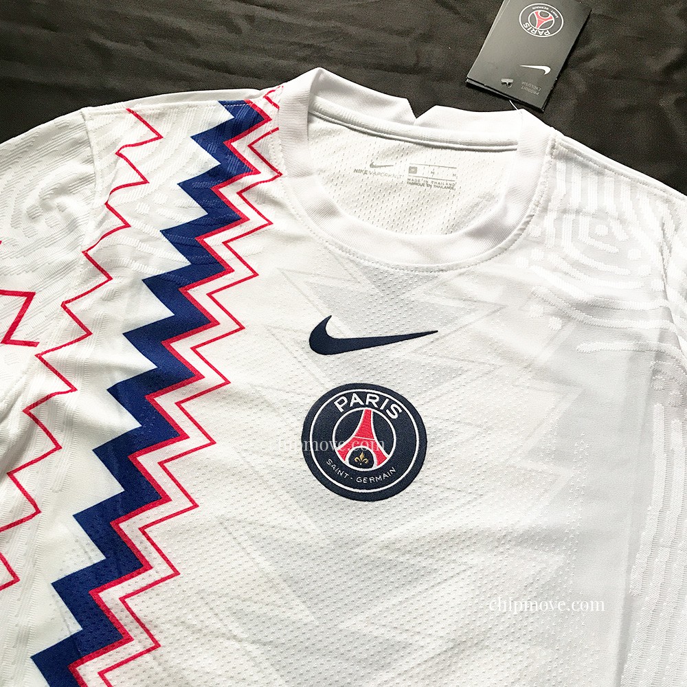 Áo bóng đá PSG trắng sọc xanh đỏ mùa giải mới 2020 Player Thái cao cấp