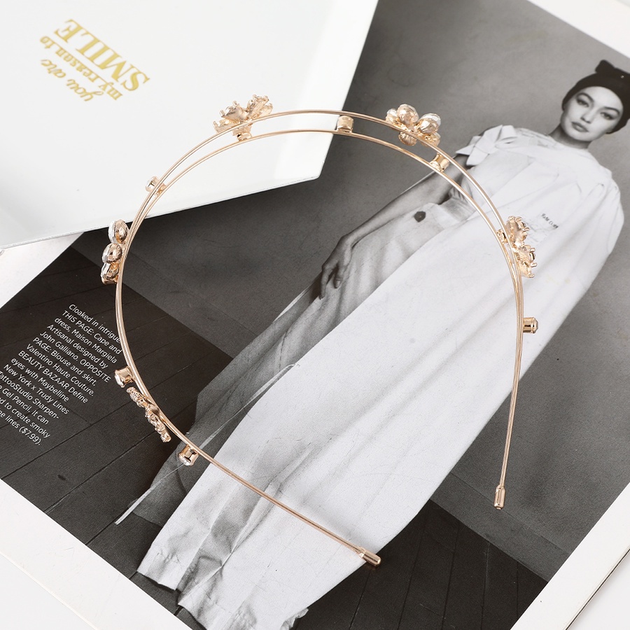 Băng Đô Hai Lớp Bằng Hợp Kim Đính Đá Hình Hoa Phong Cách Hàn Quốc