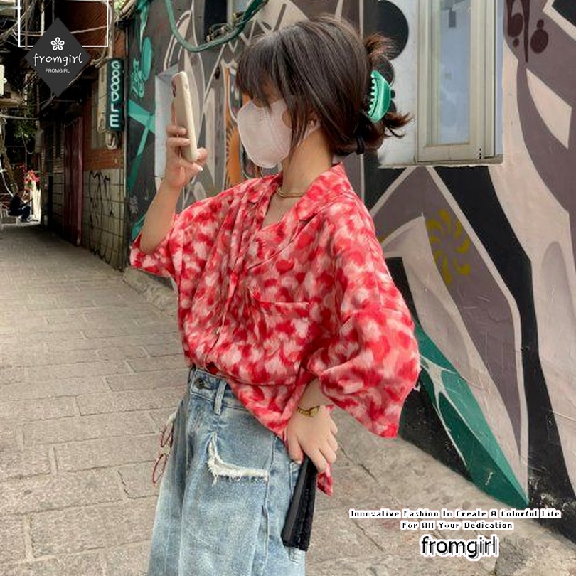 Áo Sơ Mi Voan Hoa Cổ V Ngắn Tay Thời Trang Xuân Hè Mới 2021 Dành Cho Nữ