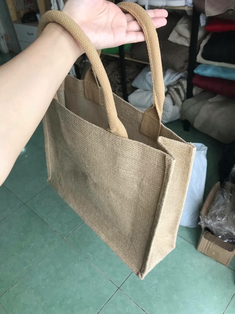 Túi xách tote 2 quai từ chất liệu vải bố (33x26x10 cm)