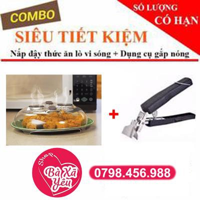 Combo Nắp Đậy Thức Ăn Lò Vi Sóng + Dụng Cụ Gắp Nóng - B3066