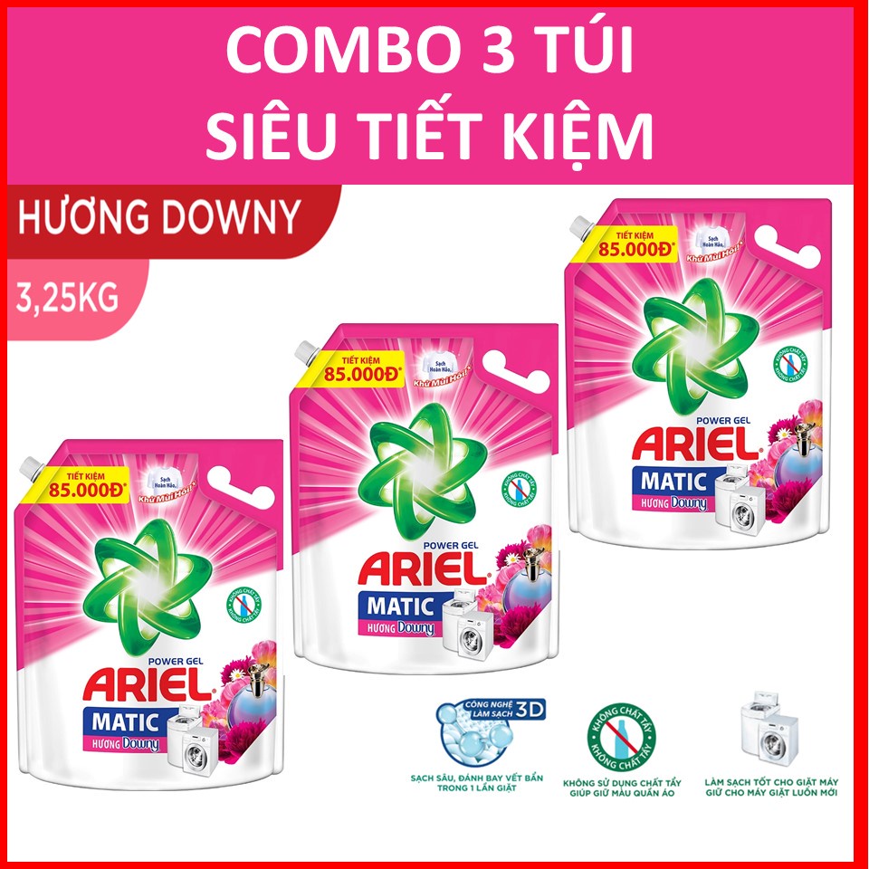COMBO 3 túi nước giặt Ariel Đam mê 3.25kg