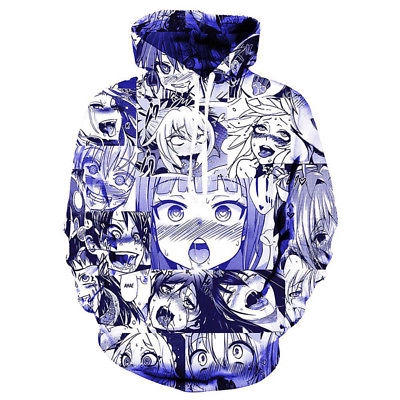 Áo hoodie mặc tròn in hình anime ahegao 3D vui nhộn cho nam và nữ