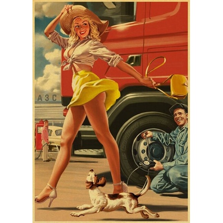 Poster Sexy Pin Up Cô Gái Vintege Poster Nhà Phòng Decal Dán Tường Giấy  Chất Lượng Cao Ms: 352