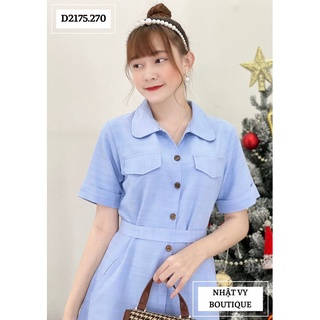Đầm sơ mi tay lửng phối dây eo - D2175