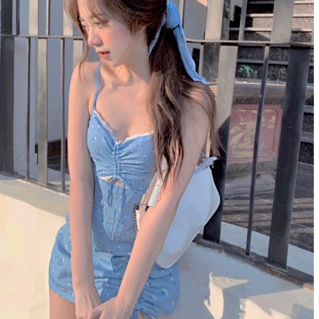 MONÁ - Đầm hoa 2 dây dáng suông may raglan chất chiffon Hàn Quốc - BELLA DRESS