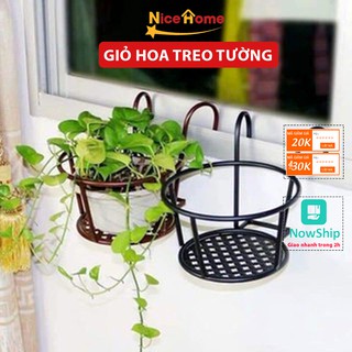 Giỏ hoa treo, giỏ sắt treo chậu hoa, cây cảnh trang trí nhà cửa, hàng rào