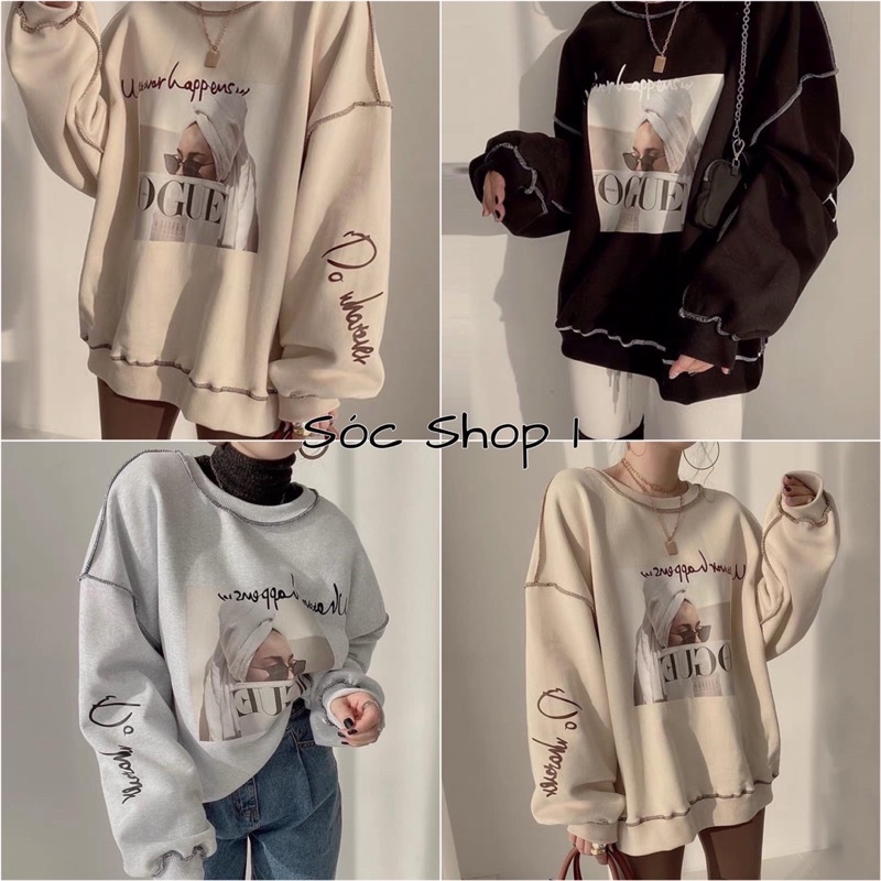 Áo Cô Gái Tóc Hồng Form Rộng Tay Phồng Unisex