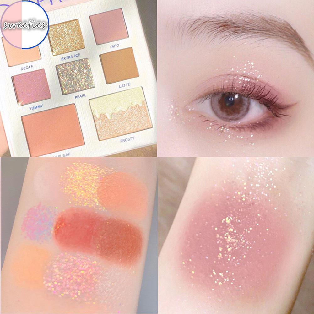 (Hàng Mới Về) Bảng Phấn Mắt 8 Màu Lì / Nhũ Kim Tuyến Trang Điểm Cho Nữ