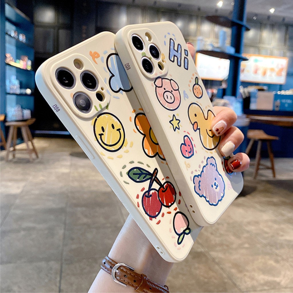 Ốp Lưng Silicon Màu Bảo Vệ CAMERA  Painting - E046