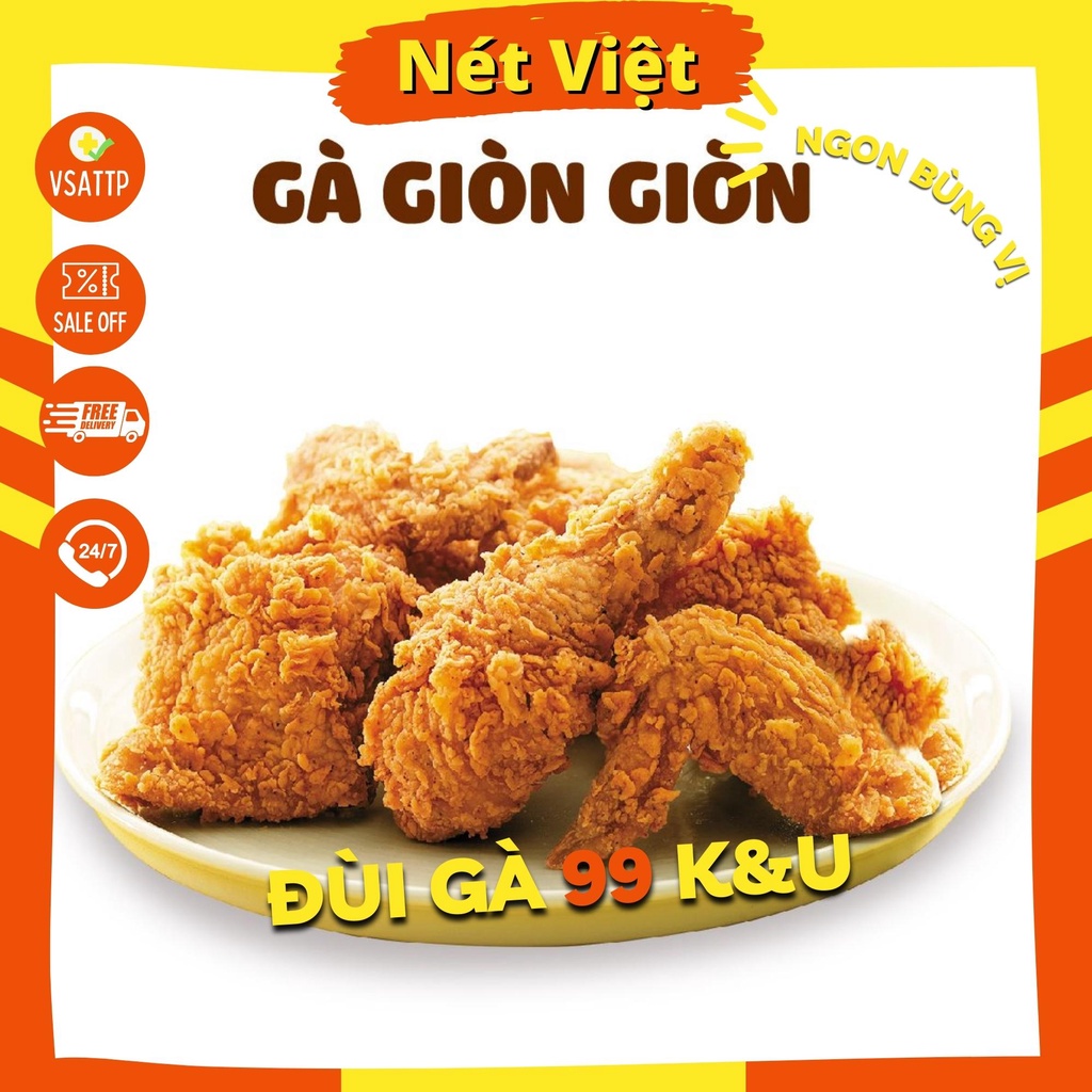 Đùi Gà Tẩm Bột Chiên Giòn, Đùi Tỏi Gà Rán KFC Túi 10 Chiếc - Gà 99 Poultry K&amp;U