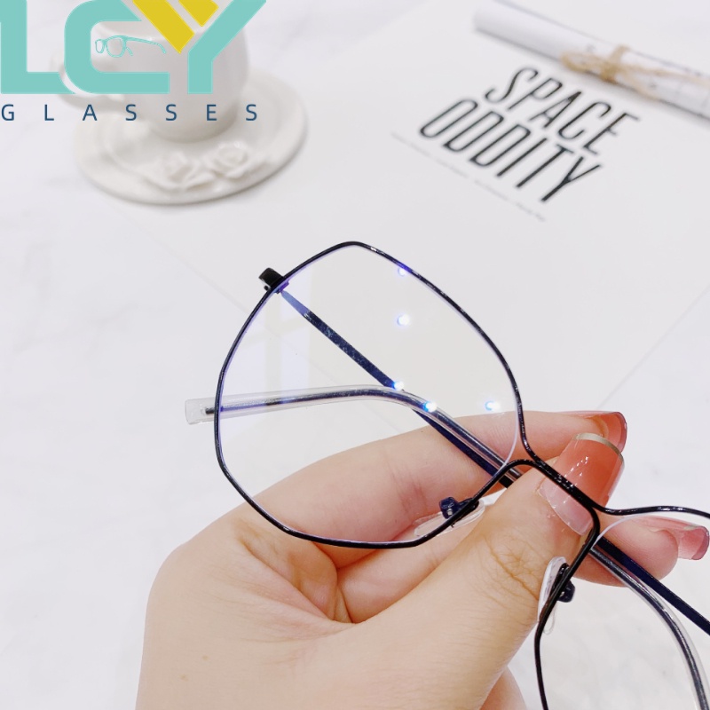 Mắt Kính Gọng Kim Loại Chống Ánh Sáng Xanh Phong Cách retro Mẫu Mới Dành Cho Nữ # 0°-6.0° (Tại Chỗ) 7738