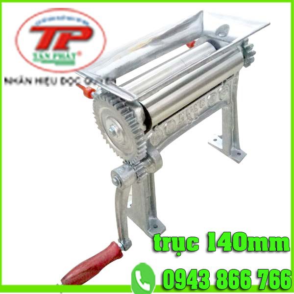 Máy cán khô mực trục inox dài 130mm loại quay tay