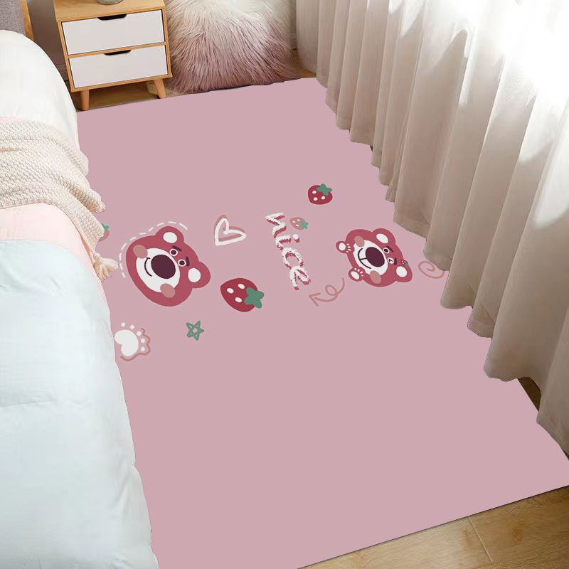 Thảm Trải Sàn Phòng Khách / Phòng Ngủ / Ghế Sofa Hình Gấu Và Dâu Tây Thời Trang