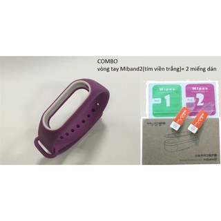 COMBO Vòng đeo tay thay thế MIJOBS cho Miband 2 tím viền trắng+ 2 miếng dán