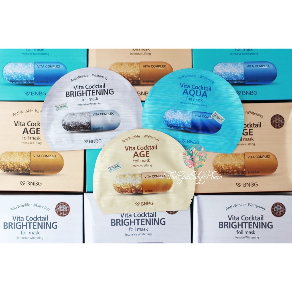 Mặt nạ BNBG Vita Cocktail Age Foil Mask, mặt nạ giầy bạc 2 lớp Hàn Quốc - Bini.store.official