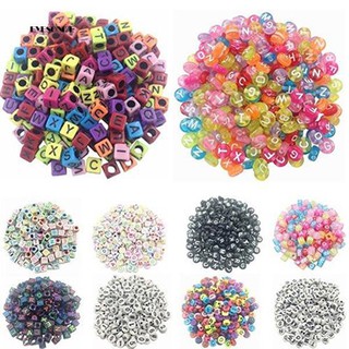 ♕100Pc DIY Random Alphabet/Letter Acrylic Cube Spacer Loose Beads Jewelry Making