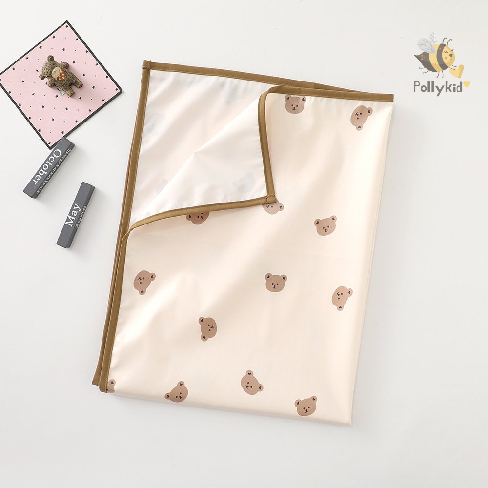 Thảm chống thấm thay tã bỉm cho bé hoạ tiết gấu nâu, hoa, sóc hồng, sư tử xanh 90x70cm Pollykid-SP104
