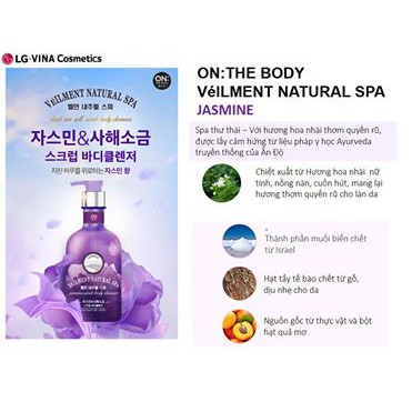 Sữa tắm hạt massage On: The Body Veilment Natural Spa Jasmine Dead Sea Salt 600g