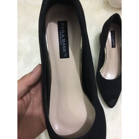 Giày Cao Gót Gót Vuông Da Lộn 5cm