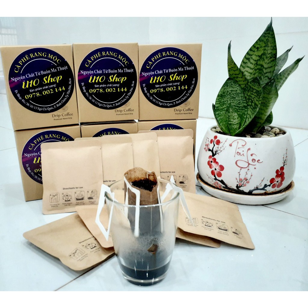 Cà phê Phin Giấy nguyên chất 100%- Drip Coffee-10 Gói 20gram