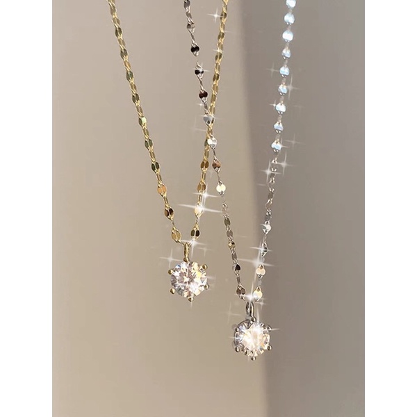 Vòng cổ bạc nữ DaLiA Jewelry dây chuyền bạc ý mặt đá sánh lấp lánh bạc thật dây chuyền bạc không gỉ
