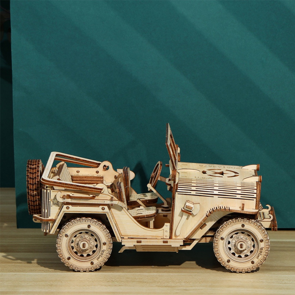 Đồ chơi gỗ lắp ráp 3D mô hình xe Jeep cắt laser Birkeetoys