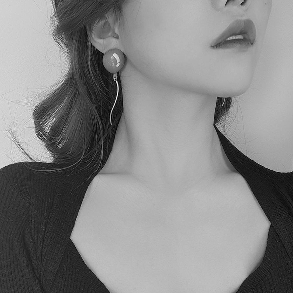 Bông Tai Dài Hình Khinh Khí Cầu Hồng Lấp Lánh Cho Nữ