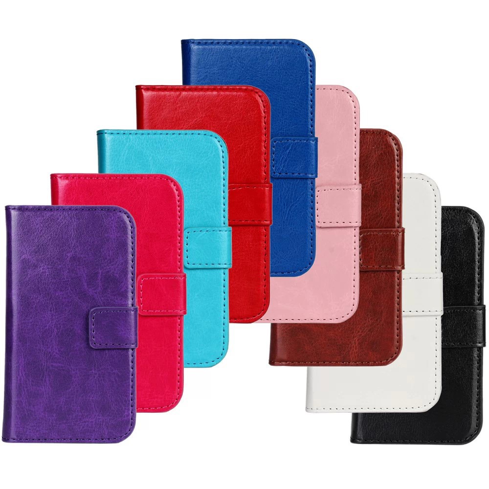 Bao da dạng ví màu trơn có ngăn đựng thẻ và giá đỡ đứng thời trang cho Sony Z1 Mini