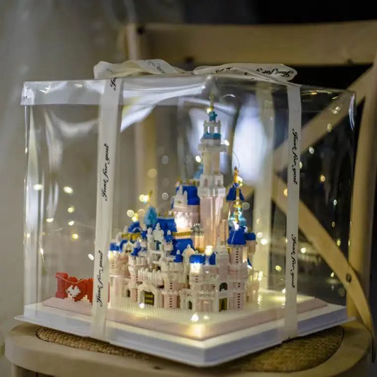 Tương thích với các khối lâu đài Disney màu hồng Lego để tặng quà sinh nhật cho bé gái Snow Swan Lake Moon Palace Guangh