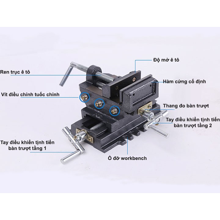 Bàn trượt hai chiều XY kết hợp ê tô khoan bàn