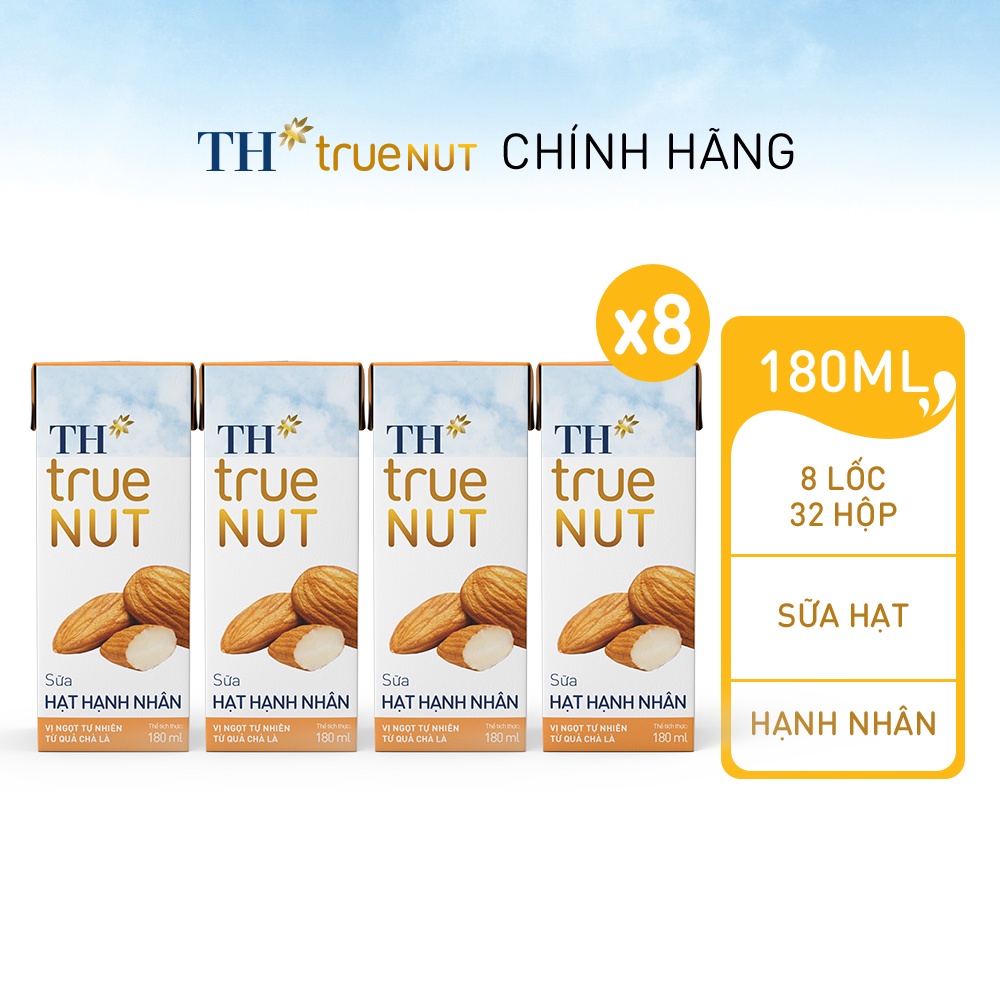 8 Lốc sữa hạt hạnh nhân TH True Nut 180ml (180ml x 4 hộp)