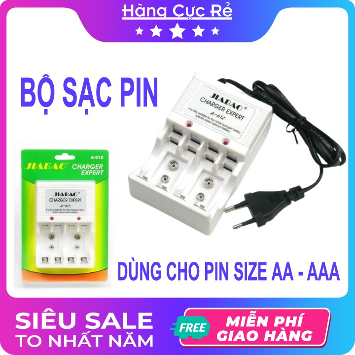 Bộ sạc cho pin AA (2A) - AAA (3A) 🚀 FREESHIP 🚀 Sạc nhanh pin tiểu, pin đũa, pin con ó, con thỏ - Shop Hàng Cực Rẻ