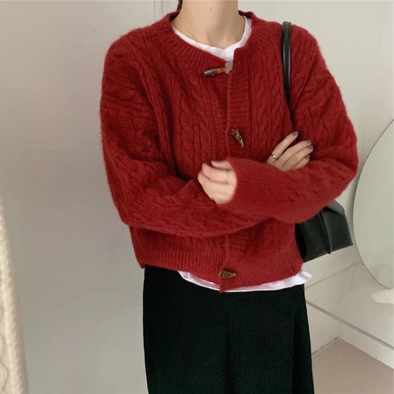 Hàng Sẵn_Áo khoác len dệt kim mới phong cách hàn quốc