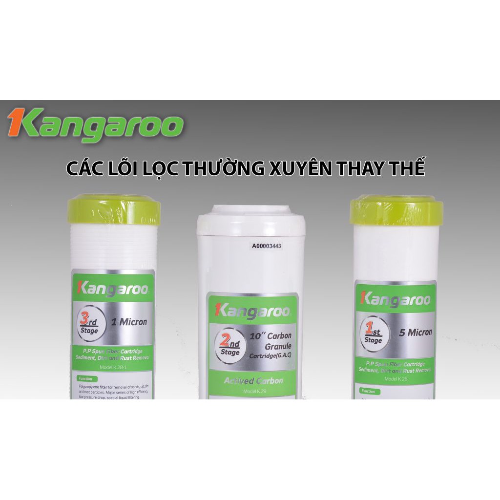 Bộ 3 lõi lọc nước 1,2,3 kangaroo chính hãng