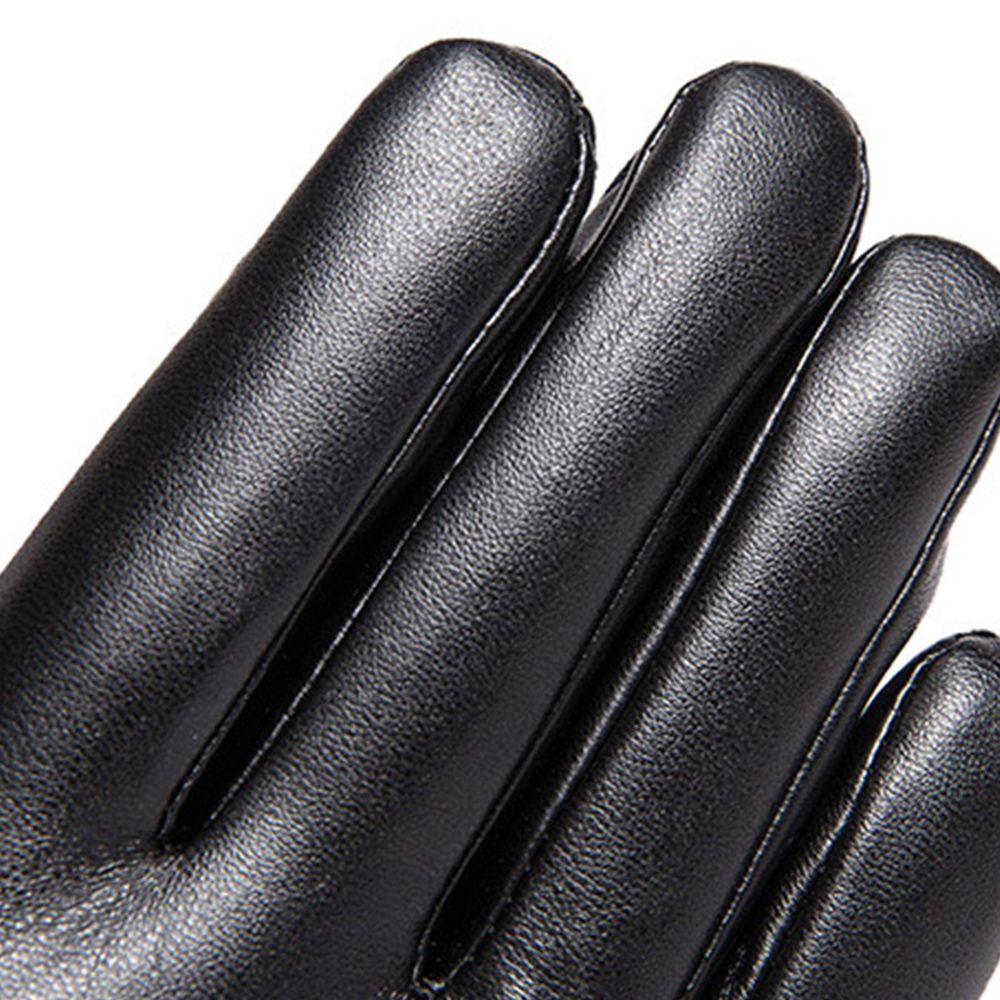 Găng tay da PU lót lông giữ ấm chống nước dùng được cảm ứng nhiều màu kiểu Hàn cho nam