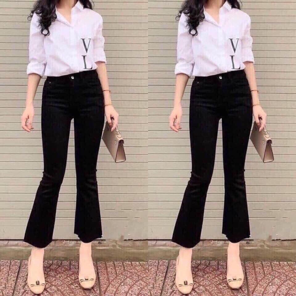 Quần jean ống loe co dãn nhẹ 4 chiều hàng Quảng Châu xịn xò