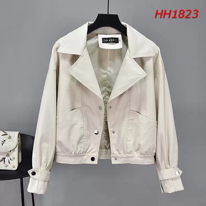 áo Da cổ vest khuy bấm