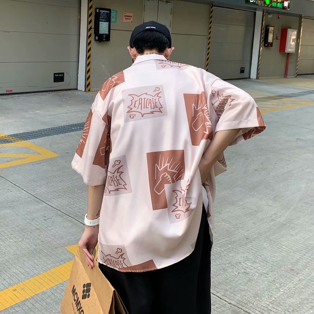 Áo sơ mi nam dáng rộng thời trang dành cho simple bigsize phong cách Hàn Quốc unisex shirt  bảng chữ cái in áo phong rộng nam
