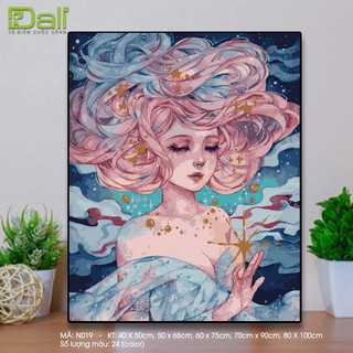 Tranh treo tường tự tô màu số hóa DALI Tranh Nàng thơ tiên nữ N019