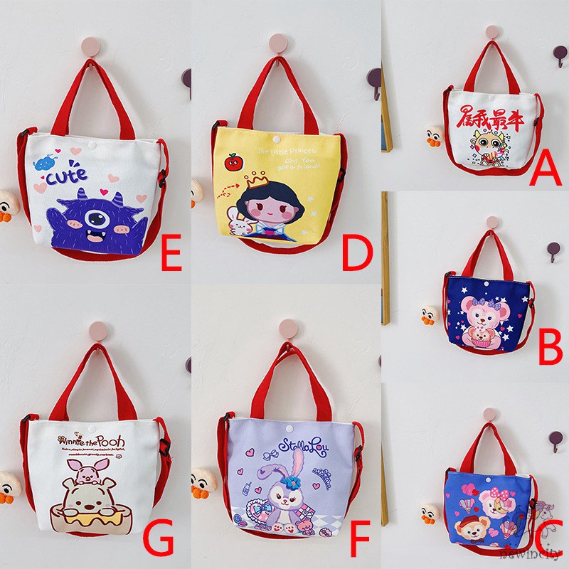 Túi Xách Đeo Vai Vải Bạt Họa Tiết Hoạt Hình Phong Cách Hàn Quốc Đáng Yêu Dành Cho Trẻ
