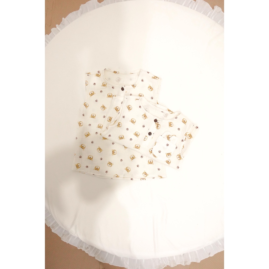 (Hàng thiết kế) Áo cộc tay muslin hoạ tiết dễ thương cho bé trai Uri Shirt - Haaro Babies