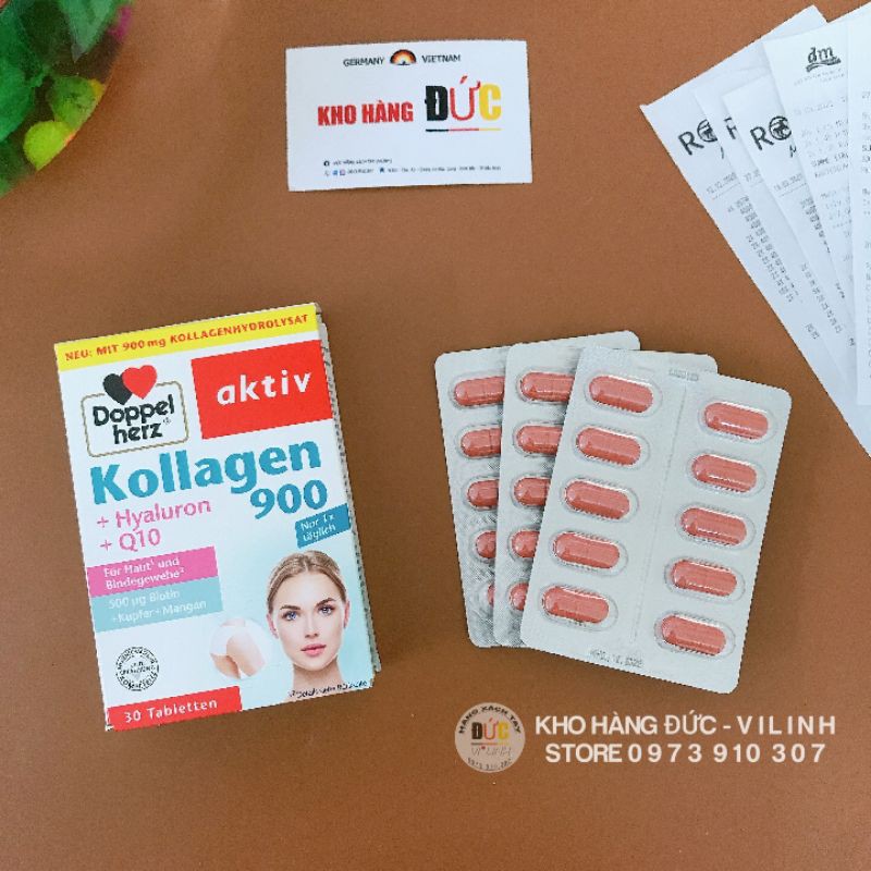 (Bill Đức ảnh sau) Kollagen 900mg + Hyaluron của Doppel herz 30v date 22
