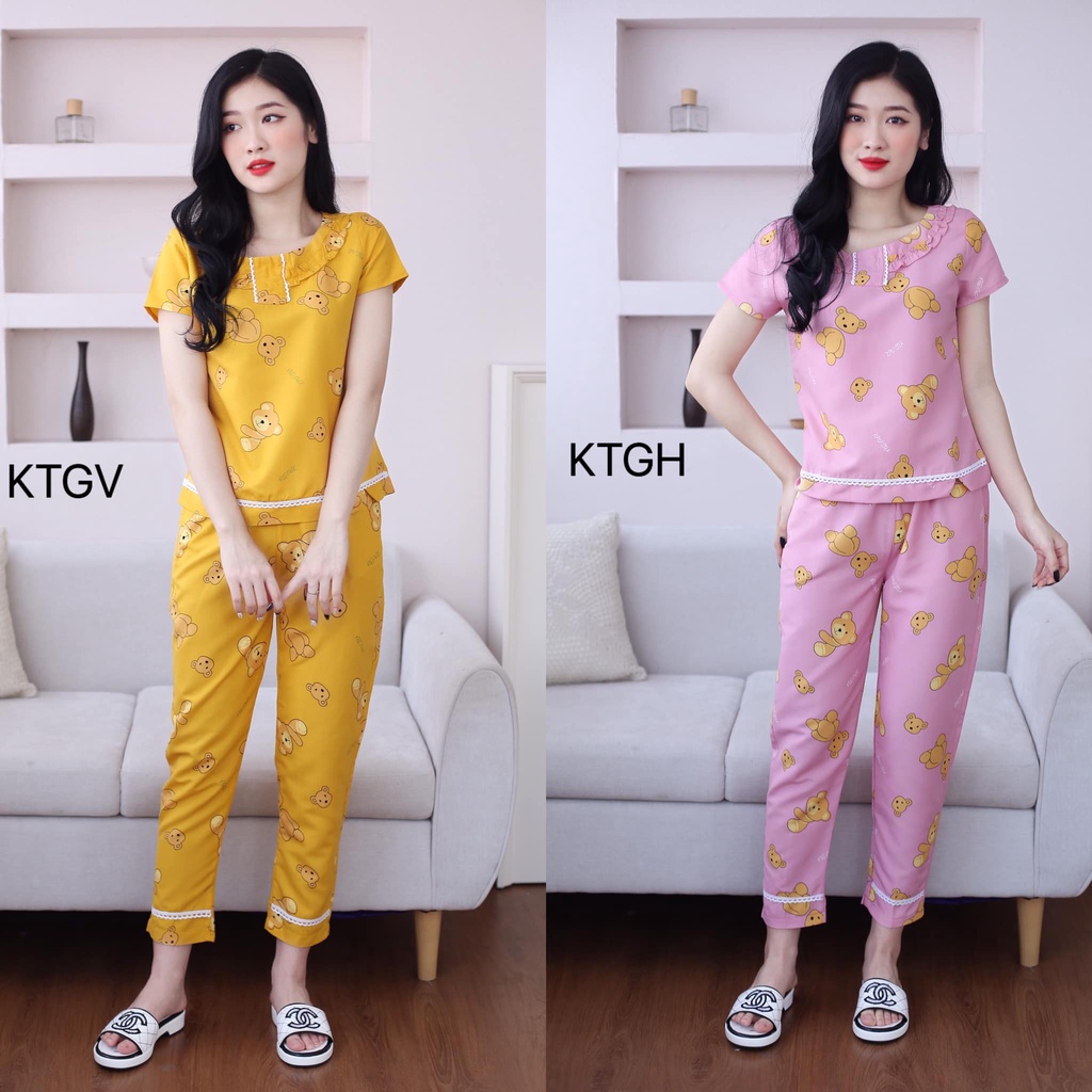 [Sale] Đồ bộ mặc nhà,đồ ngủ,quần áo nữ, bộ mặc nhà nữ  họa tiết gấu dễ thương,xinh xắn chỉ 129k/bộ